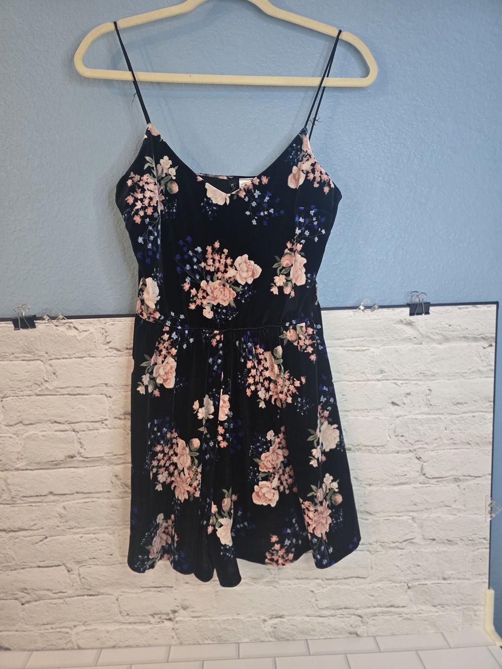 H&M Navy Floral Romper with Pink Flowers